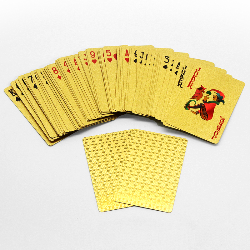 Kartu Bermain Poker Emas PVC Logo Kustom Kualitas Tinggi-WallisPlastic