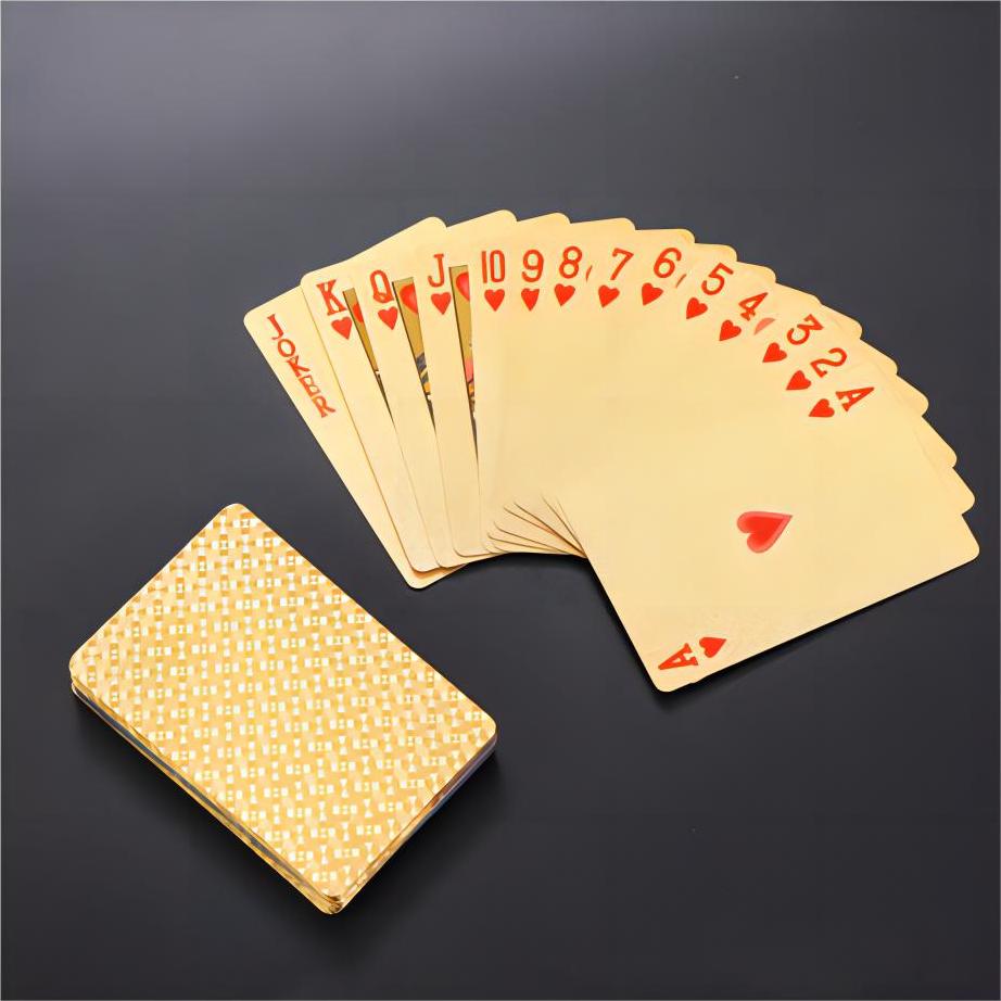 Kartu Bermain Poker Emas PVC Logo Kustom Kualitas Tinggi-WallisPlastic
