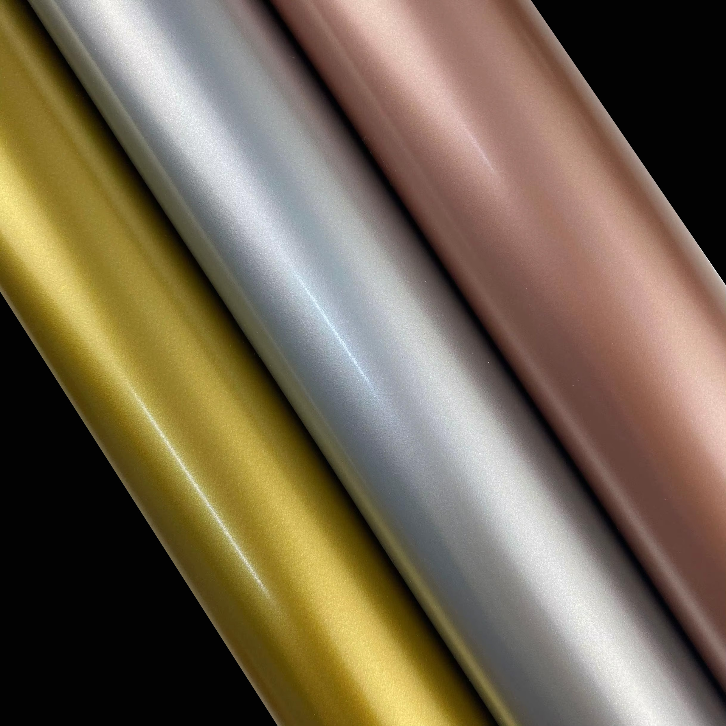 Metal PVC Film Brushed Emas / Pilem PVC Silver pikeun Panel jati