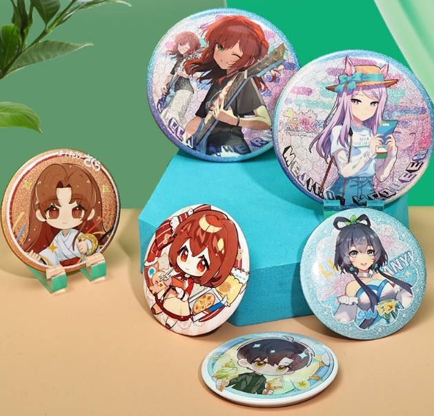 තොග වශයෙන් උණුසුම් විකුණුම් ජනප්‍රියත්වය විශේෂ යාත්‍රා ලේසර් ග්ලිටර් බැජ් බොත්තම් ලාංඡනය කාටූන් ටින්ප්ලේට් ලාංඡනය