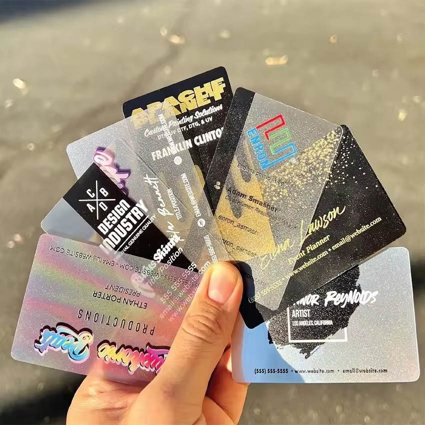 บัตร PVC PET ใสคุณภาพดีที่สุดพร้อมโลโก้ที่กำหนดเอง