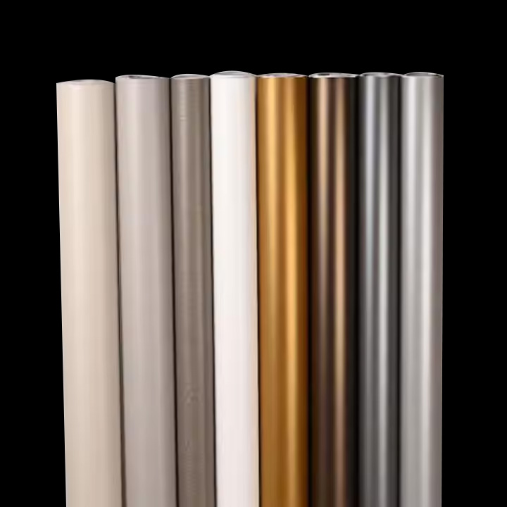 Metal PVC Film Brushed Emas / Pilem PVC Silver pikeun Panel jati