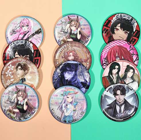 ጅምላ ውዑይ መሸጣ ተፈታውነት ፍሉይ ኢደ ጥበብ ሌዘር ብልጭታ ባጅ መጠወቒ ባጅ ካርቱን ቆርቆሮ ባጅ