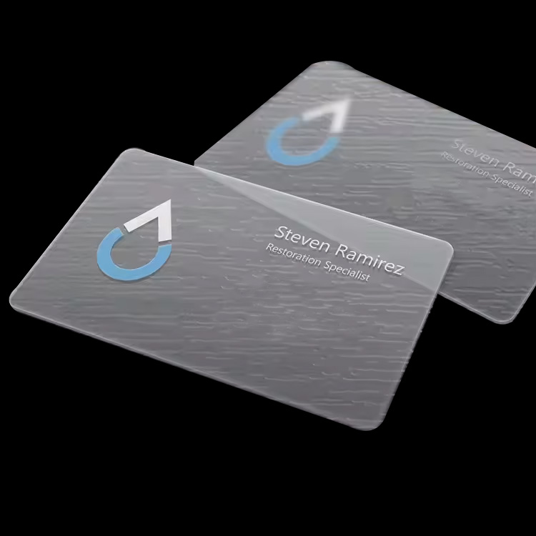 บัตร PVC PET ใสคุณภาพดีที่สุดพร้อมโลโก้ที่กำหนดเอง