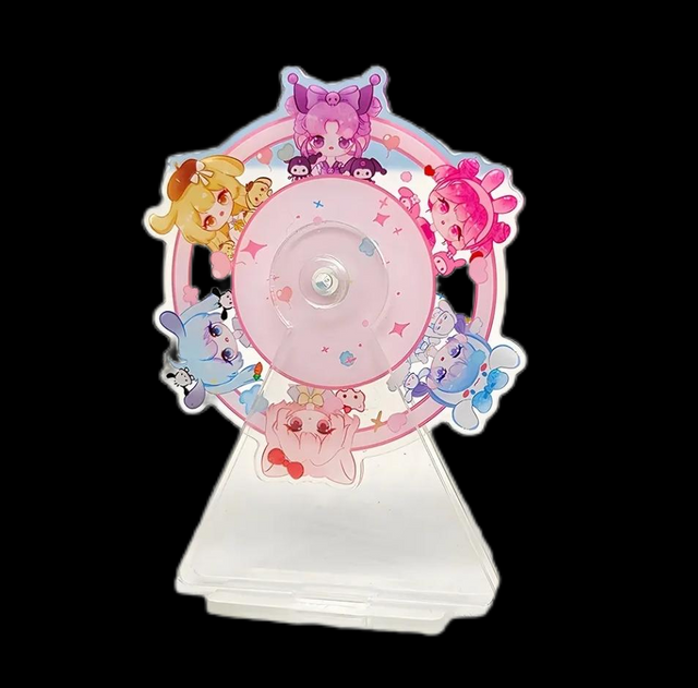 Logo personnalis&eacute; acrylique Transparent gros dessin anim&eacute; Anime roue en plastique clair acrylique plastique voyageur debout